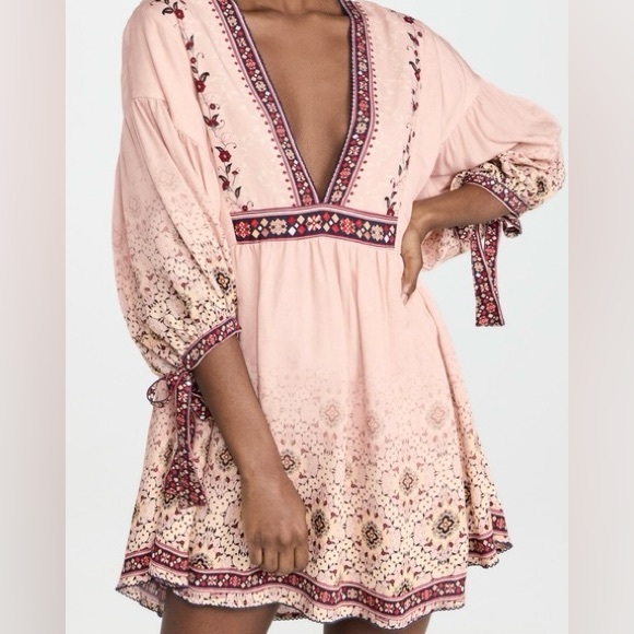 NWT Agua Bendita Alex Kezia Mini Dress Womens Size Large Floral Beachy Defect - Picture 2 of 16